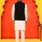 Embroidered Velvet Nehru Jacket With Solid Kurta Pyjama ( JOKPWC 592W 4126 Black )