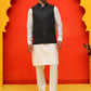 Embroidered Velvet Nehru Jacket With Solid Kurta Pyjama ( JOKPWC 592W 4126 Black )