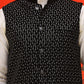 Embroidered Velvet Nehru Jacket With Solid Kurta Pyjama ( JOKPWC 592W 4126 Black )