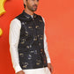 Embossed  Nehru Jacket With Solid Kurta Pyjama ( JOKPWC 592W 4130 Black )