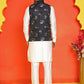 Embossed  Nehru Jacket With Solid Kurta Pyjama ( JOKPWC 592W 4130 Black )