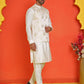 Embossed  Nehru Jacket With Solid Kurta Pyjama ( JOKPWC 592W 4130 Cream )