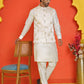 Embossed  Nehru Jacket With Solid Kurta Pyjama ( JOKPWC 592W 4130 Cream )