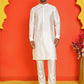 Embossed  Nehru Jacket With Solid Kurta Pyjama ( JOKPWC 592W 4130 Cream )
