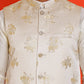 Embossed  Nehru Jacket With Solid Kurta Pyjama ( JOKPWC 592W 4130 Cream )