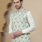 Embossed Nehru Jacket with Solid Kurta Set for Men ( JOKPWC 592W 4133 Pista )