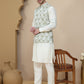 Embossed Nehru Jacket with Solid Kurta Set for Men ( JOKPWC 592W 4133 Pista )