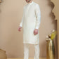 Embossed Nehru Jacket with Solid Kurta Set for Men ( JOKPWC 592W 4133 Yellow )