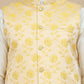 Embossed Nehru Jacket with Solid Kurta Set for Men ( JOKPWC 592W 4133 Yellow )