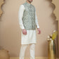 Embossed Nehru Jacket with Solid Kurta Set for Men ( JOKPWC 592W 4134 Blue )