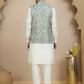 Embossed Nehru Jacket with Solid Kurta Set for Men ( JOKPWC 592W 4134 Blue )