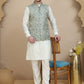 Embossed Nehru Jacket with Solid Kurta Set for Men ( JOKPWC 592W 4134 Blue )