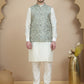Embossed Nehru Jacket with Solid Kurta Set for Men ( JOKPWC 592W 4134 Blue )