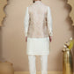 Embossed Nehru Jacket with Solid Kurta Set for Men ( JOKPWC 592W 4134 Coral )