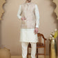 Embossed Nehru Jacket with Solid Kurta Set for Men ( JOKPWC 592W 4134 Coral )