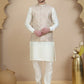 Embossed Nehru Jacket with Solid Kurta Set for Men ( JOKPWC 592W 4134 Coral )