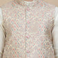 Embossed Nehru Jacket with Solid Kurta Set for Men ( JOKPWC 592W 4134 Coral )