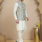 Embossed Nehru Jacket with Solid Kurta Set for Men ( JOKPWC 592W 4134 Navy )
