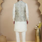 Embossed Nehru Jacket with Solid Kurta Set for Men ( JOKPWC 592W 4134 Navy )
