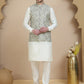 Embossed Nehru Jacket with Solid Kurta Set for Men ( JOKPWC 592W 4134 Navy )