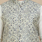 Embossed Nehru Jacket with Solid Kurta Set for Men ( JOKPWC 592W 4134 Navy )