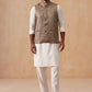 Nehru Jacket with Kurta Pyjama for Men ( JOKPWC 592W 4135 Brown )