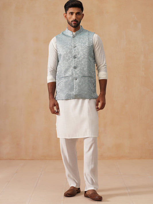 Nehru Jacket with Kurta Pyjama for Men ( JOKPWC 592W 4135 Sky )