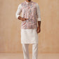 Embroidered Nehru Jacket with Kurta Pyjama Set ( JOKPWC 592W 4136 Peach )