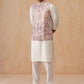 Embroidered Nehru Jacket with Kurta Pyjama Set ( JOKPWC 592W 4136 Peach )