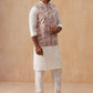 Embroidered Nehru Jacket with Kurta Pyjama Set ( JOKPWC 592W 4136 Peach )