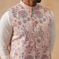 Embroidered Nehru Jacket with Kurta Pyjama Set ( JOKPWC 592W 4136 Peach )