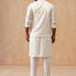 Embroidered Nehru Jacket with Kurta Pyjama Set ( JOKPWC 592W 4136 White )