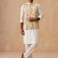 Embroidered Nehru Jacket with Kurta Pyjama Set ( JOKPWC 592W 4136 Yellow )