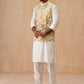 Embroidered Nehru Jacket with Kurta Pyjama Set ( JOKPWC 592W 4136 Yellow )
