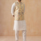 Embroidered Nehru Jacket with Kurta Pyjama Set ( JOKPWC 592W 4136 Yellow )