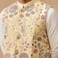 Embroidered Nehru Jacket with Kurta Pyjama Set ( JOKPWC 592W 4136 Yellow )