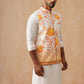 Silk Blend Kurta Pyjama Set with Printed Jacket ( JOKPWC 592W 4137 Orange )