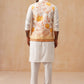 Silk Blend Kurta Pyjama Set with Printed Jacket ( JOKPWC 592W 4137 Orange )