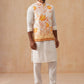Silk Blend Kurta Pyjama Set with Printed Jacket ( JOKPWC 592W 4137 Orange )