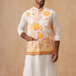 Silk Blend Kurta Pyjama Set with Printed Jacket ( JOKPWC 592W 4137 Orange )