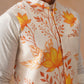 Silk Blend Kurta Pyjama Set with Printed Jacket ( JOKPWC 592W 4137 Orange )