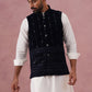 Designer Embroidered Velvet Nehru Jacket with Kurta Pyjama ( JOKPWC 592W 4146 W 4146Navy )