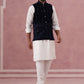Designer Embroidered Velvet Nehru Jacket with Kurta Pyjama ( JOKPWC 592W 4146 W 4146Navy )