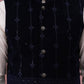 Designer Embroidered Velvet Nehru Jacket with Kurta Pyjama ( JOKPWC 592W 4146 W 4146Navy )