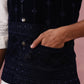 Designer Embroidered Velvet Nehru Jacket with Kurta Pyjama ( JOKPWC 592W 4146 W 4146Navy )