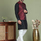 Woven Design Nehru Jacket With Solid Kurta Pyjama ( JOKPWC 636B 4004Maroon )