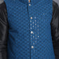 Men's Sequins and Embroidred Nehru Jacket With Solid Kurta Pyjama. ( JOKPWC 636B 4080Peacock )