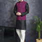 Men's Sequins and Embroidred Nehru Jacket With Solid Kurta Pyjama. ( JOKPWC 636B 4080Purple )