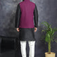 Men's Sequins and Embroidred Nehru Jacket With Solid Kurta Pyjama. ( JOKPWC 636B 4080Purple )