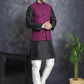 Men's Sequins and Embroidred Nehru Jacket With Solid Kurta Pyjama. ( JOKPWC 636B 4080Purple )